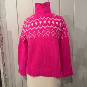 Lisa Yang cashmere Pink and White Turtleneck Sweater
